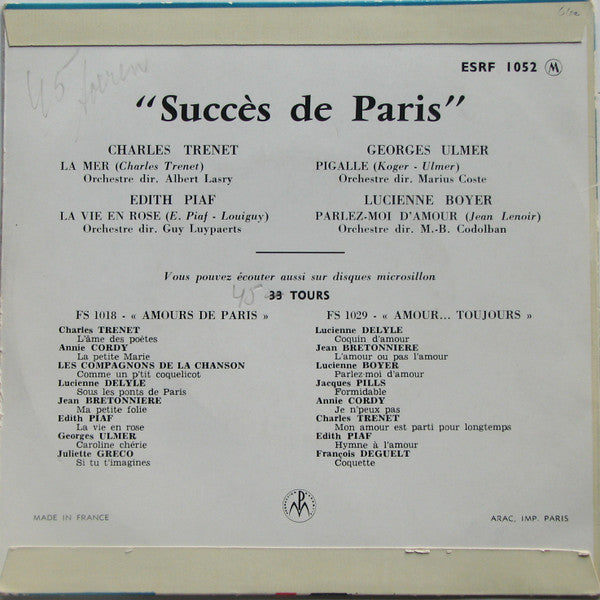 Various : Succès De Paris (7", EP, Comp)