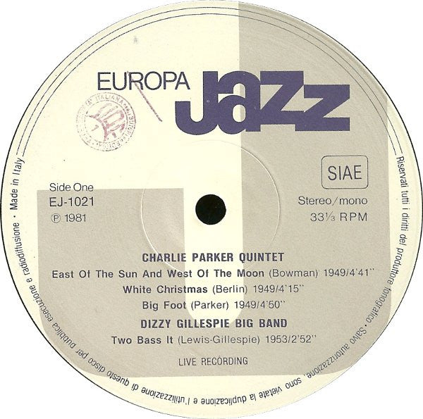 Charlie Parker, Kenny Dorham, Al Haig, Max Roach : Europa Jazz (LP, Comp)