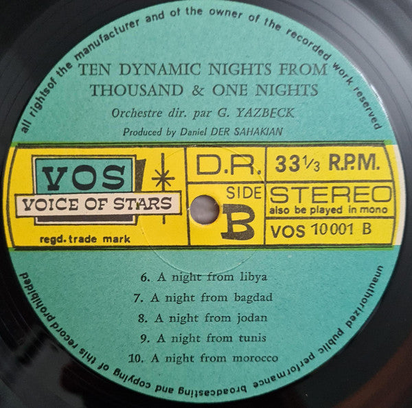 Georges Yazbek And His Orchestra : Ten Dynamic Nights From Thousand & One Nights (LP, Album)