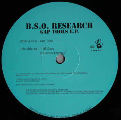 B.S.O. Research : Gap Tools E.P. (12", EP)