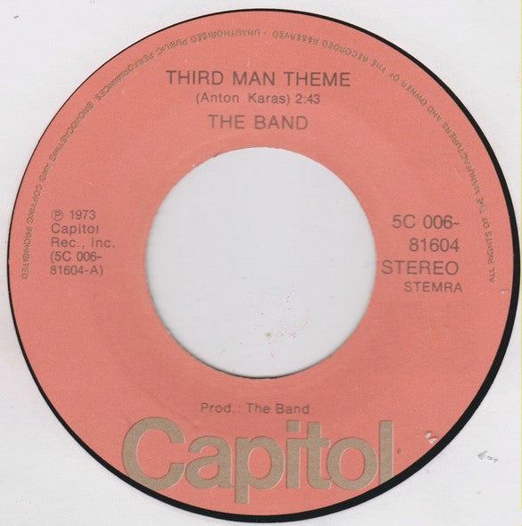 The Band : Third Man Theme (7", Single)