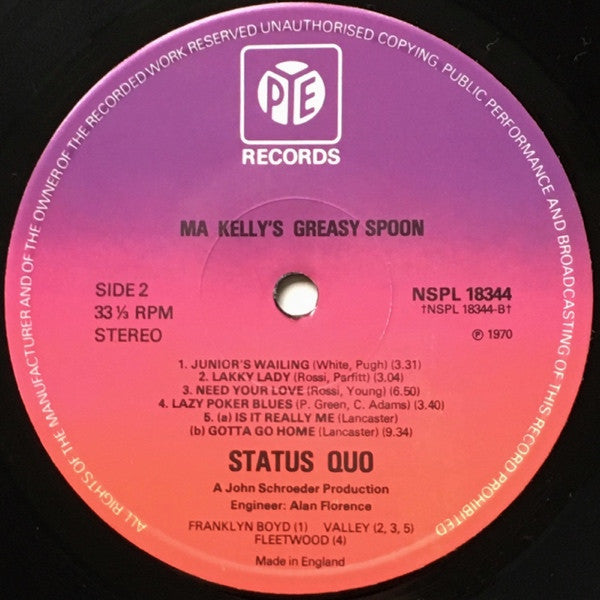 Status Quo : Ma Kelly's Greasy Spoon (LP, Album, RP, Red)
