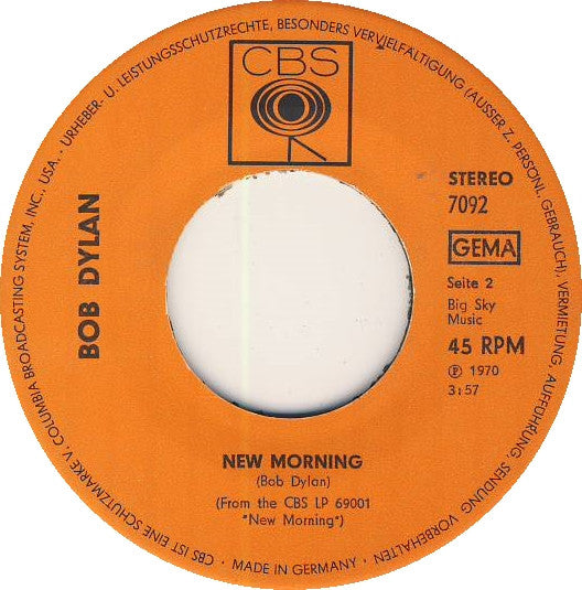 Bob Dylan : If Not For You (7", Single)