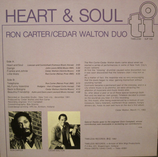 Ron Carter / Cedar Walton Duo : Heart & Soul (LP, Album)
