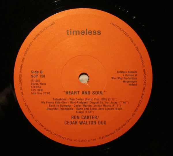 Ron Carter / Cedar Walton Duo : Heart & Soul (LP, Album)