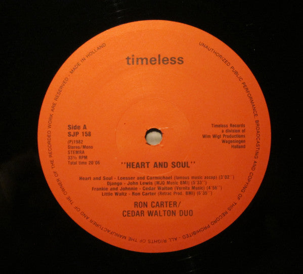 Ron Carter / Cedar Walton Duo : Heart & Soul (LP, Album)