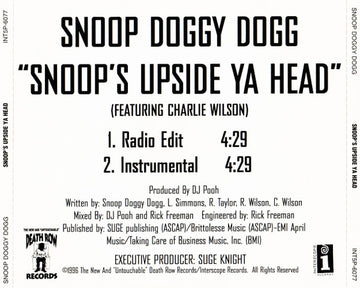 Snoop Dogg Featuring Charlie Wilson : Snoop's Upside Ya Head (CD, Single, Promo)