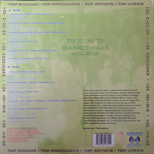 Various : Top Of The Top Dancehall Vol.One (LP, Comp)