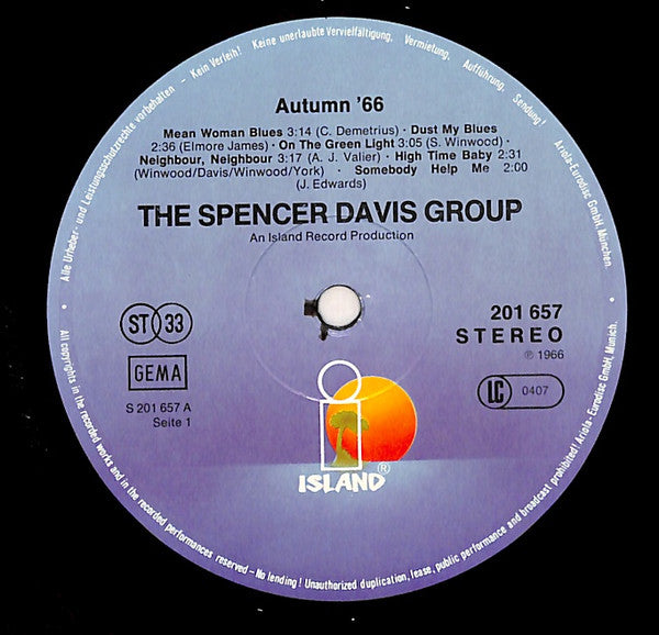 The Spencer Davis Group : Autumn '66 (LP, Album, RE)