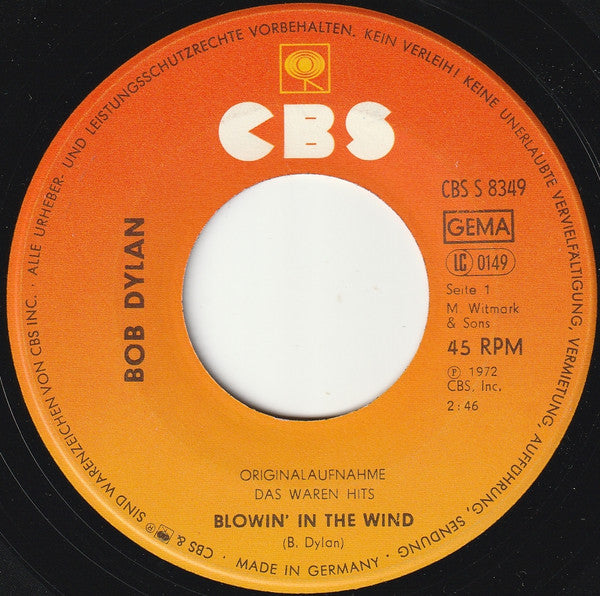 Bob Dylan : Blowin' In The Wind / Like A Rolling Stone (7")
