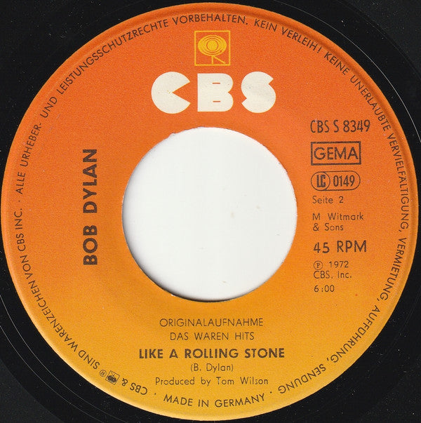 Bob Dylan : Blowin' In The Wind / Like A Rolling Stone (7")