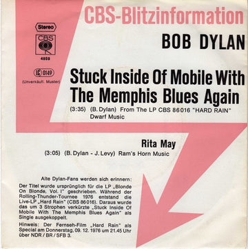 Bob Dylan : Stuck Inside Of Mobile With The Memphis Blues Again / Rita May (7", Single, Promo)