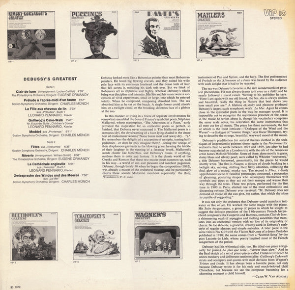 Claude Debussy : Debussy's Greatest (LP, Comp)