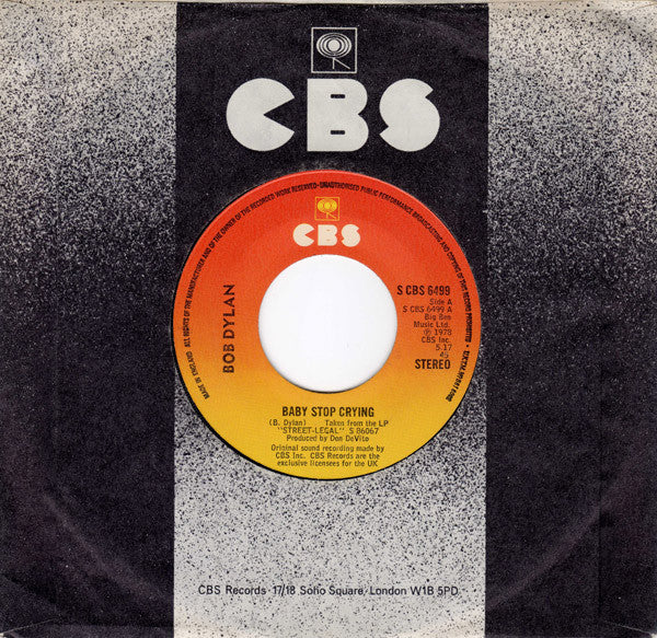 Bob Dylan : Baby Stop Crying (7", Single)