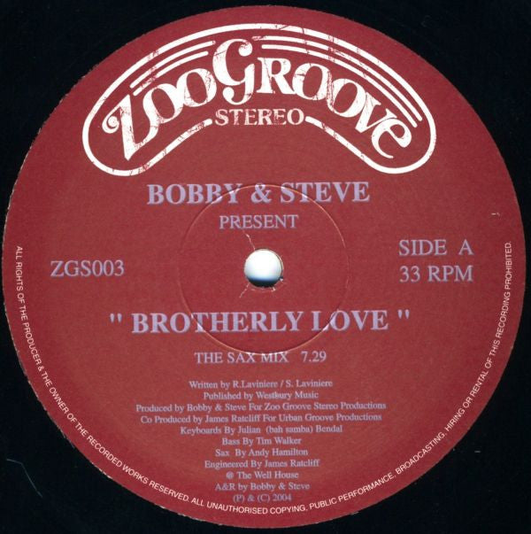 Bobby & Steve* : Brotherly Love (12")
