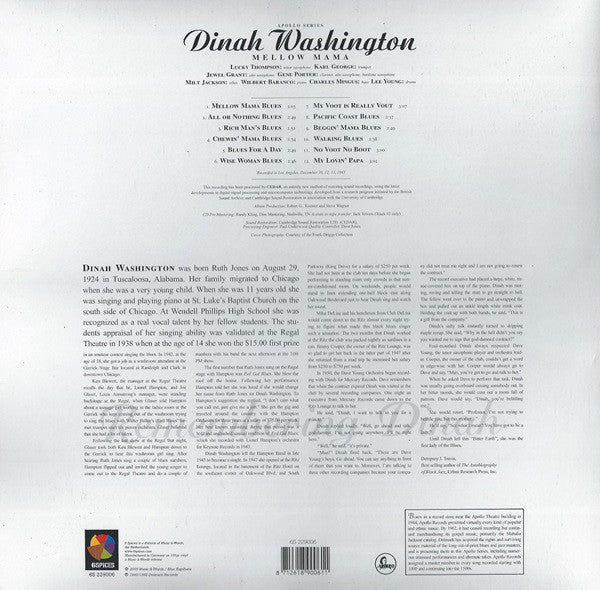 Dinah Washington : Mellow Mama (LP, Comp, RE, 180)