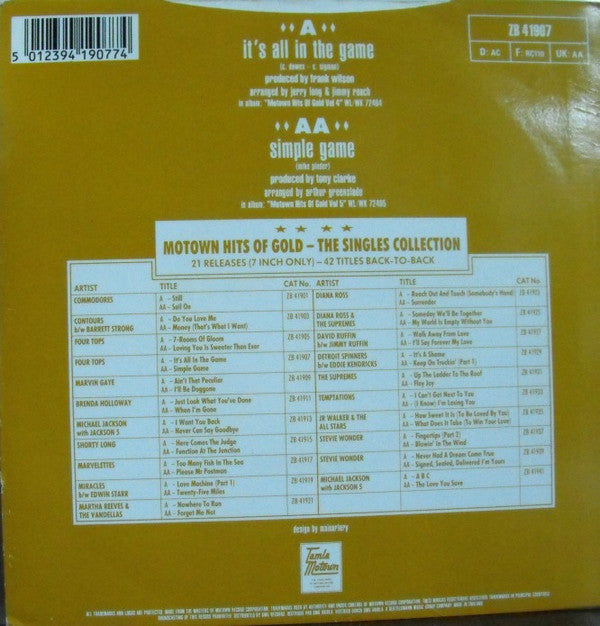 Four Tops : It's All In The Game / Simple Game (7", Single)