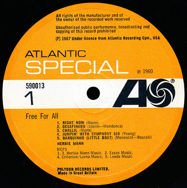Herbie Mann : Free For All (LP, Album, RE)