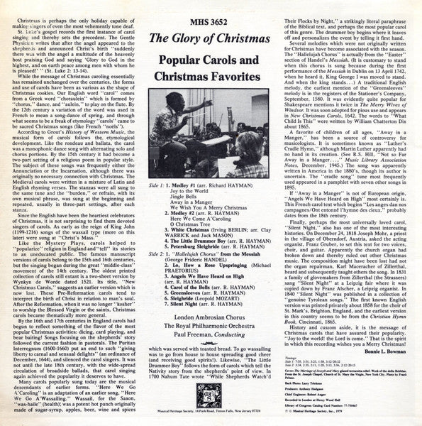 Paul Freeman (3), Royal Philharmonic Orchestra, The Ambrosian Singers : The Glory Of Christmas (LP, Album)