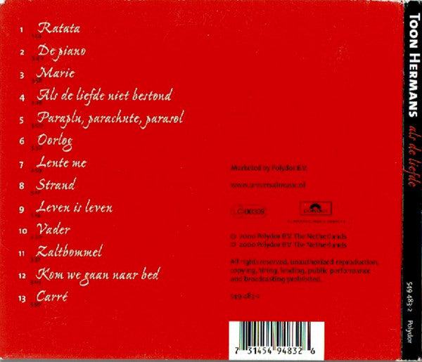 Toon Hermans : Als De Liefde (CD, Album, Dig)