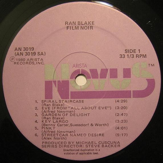 Ran Blake : Film Noir (LP, Album, Hub)