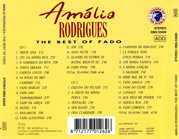 Amália Rodrigues : The Best Of Fado (2xCD, Comp)