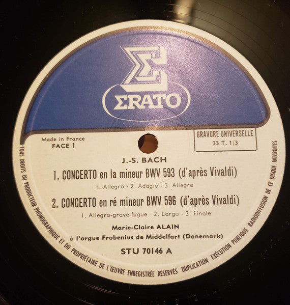 J.S. Bach*, Marie-Claire Alain : Quatre Concertos (LP, RE)