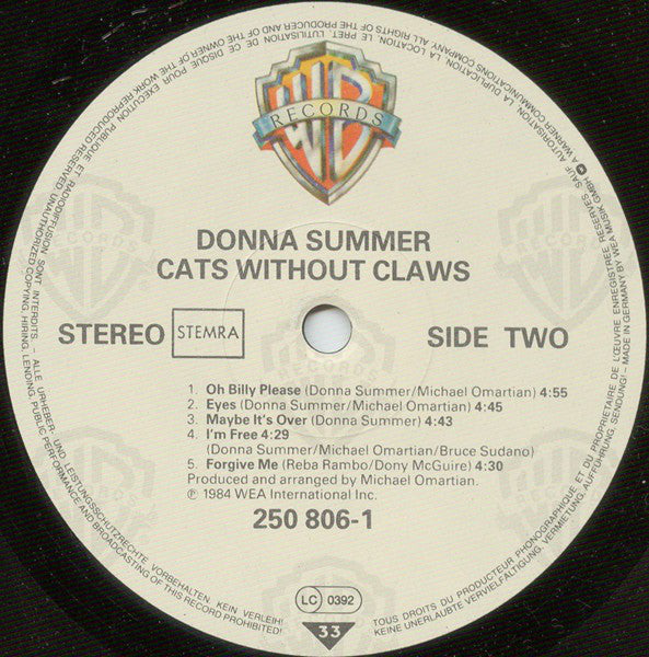 Donna Summer : Cats Without Claws (LP, Album)