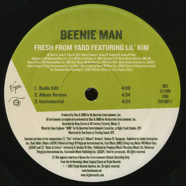 Beenie Man : Fresh From Yard (12")