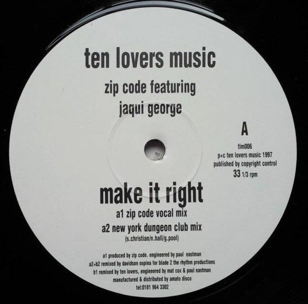 Zip Code : Make It Right (12")