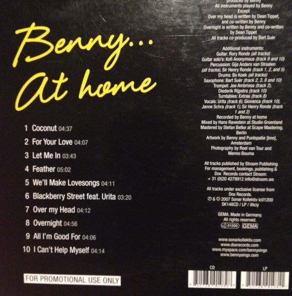 Benny Sings : Benny… At Home (CD, Album, Promo)
