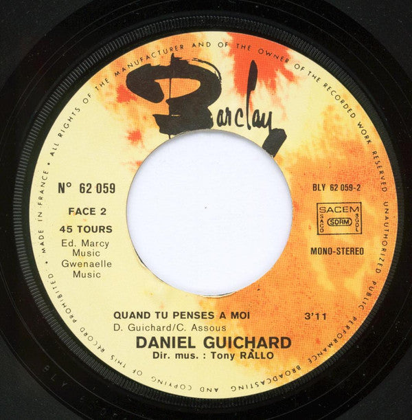 Daniel Guichard : Les Secondes (7", Single)