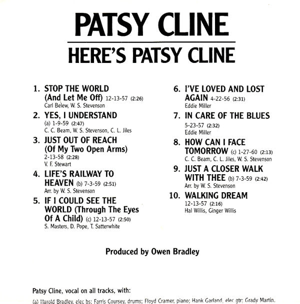 Patsy Cline : Here's Patsy Cline (CD, Comp, RE, RM)