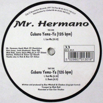 Mr. Hermano : Cubano Yema-Ya (12")