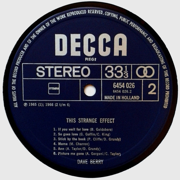 Dave Berry : This Strange Effect (LP, Comp)