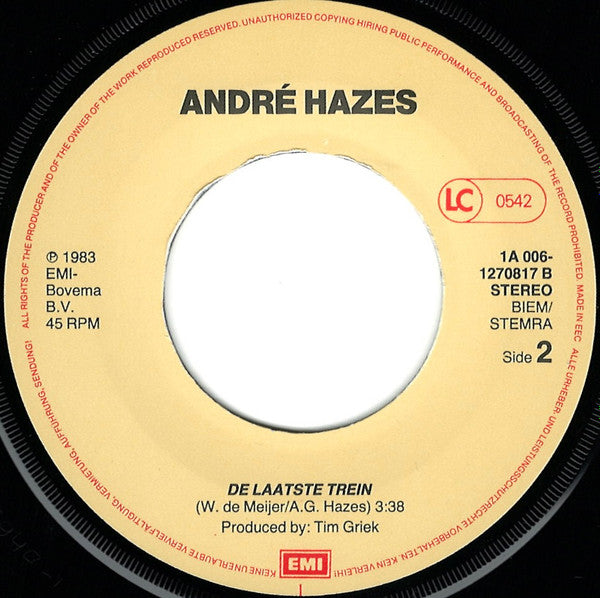 André Hazes : Geef Mij Je Angst (7", Single, Str)