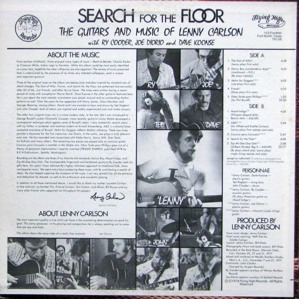 Lenny Carlson : Search For The Floor (LP, Album)