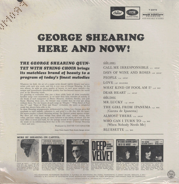 The George Shearing Quintet With String Choir* : Here & Now! (LP, Album, Mono)
