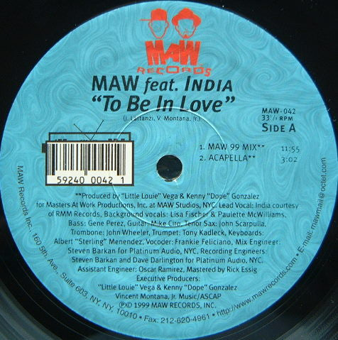 MAW* Feat. India : To Be In Love (1999 Remixes) (12")