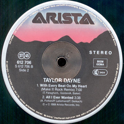 Taylor Dayne : With Every Beat Of My Heart (12", Maxi)