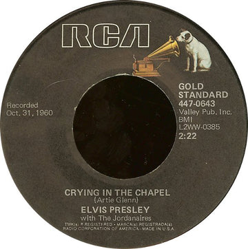 Elvis Presley With The Jordanaires : Crying In The Chapel (7", Single, RE)