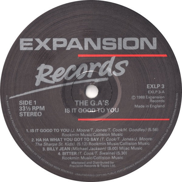 The G.A.'s : Is It Good To You (LP, Album)