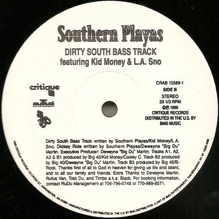 Southern Playas featuring Kidd Money & L.A. Sno : Dirty South Bass Track (12")