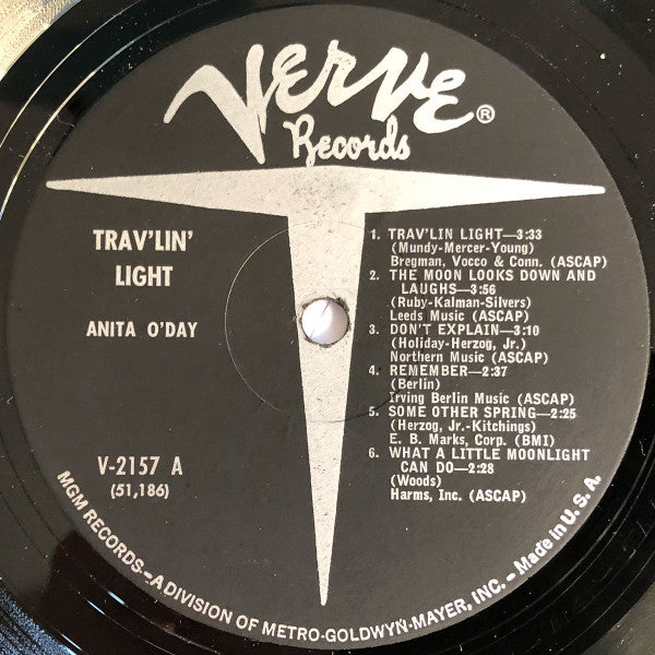 Anita O'Day : Trav'lin' Light (LP, Album, Mono)