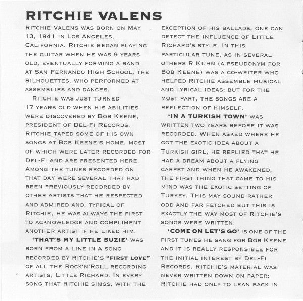 Ritchie Valens : Ritchie Valens / Ritchie (CD, Comp)