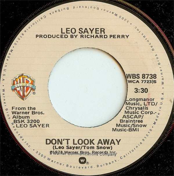 Leo Sayer : Don't Look Away / No Looking Back (7")