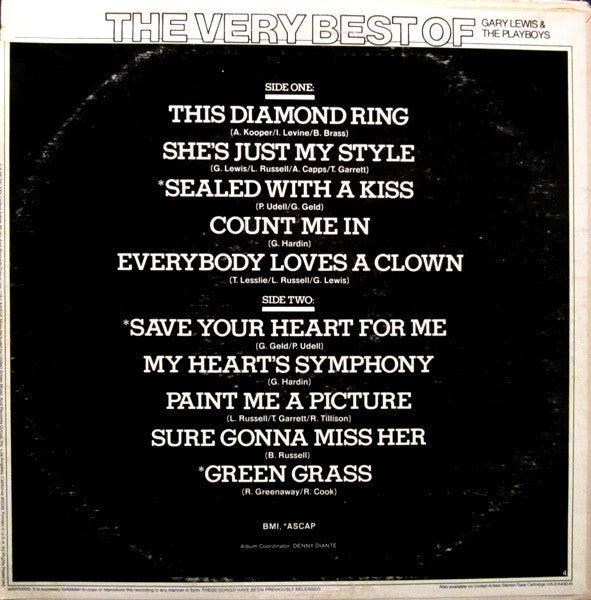 Gary Lewis & The Playboys : The Very Best Of Gary Lewis & The Playboys (LP, Comp)