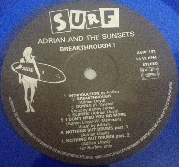 Adrian And The Sunsets : Breakthrough (LP, Album, RE, Blu)