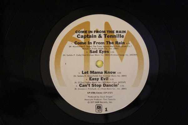Captain And Tennille : Come In From The Rain (LP, Album, San)