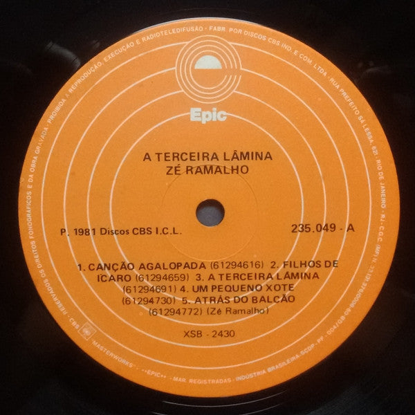 Zé Ramalho : A Terceira Lâmina (LP, Album, Gat)